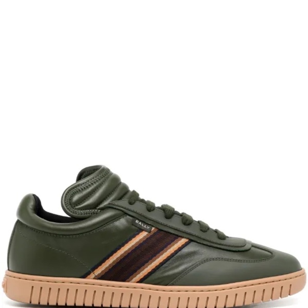 Bally Men's Parrel Ribbon Leather Olive Sneakers